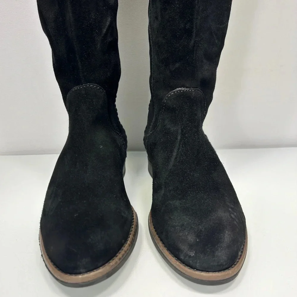 Miz Mooz Black Suede Over The Knee Side Zip Slip On Flat Boots Size 36
